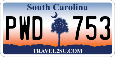 SC license plate PWD753