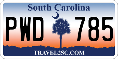 SC license plate PWD785