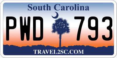 SC license plate PWD793
