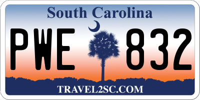 SC license plate PWE832