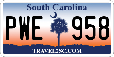 SC license plate PWE958