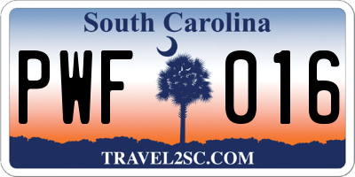 SC license plate PWF016