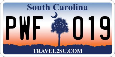 SC license plate PWF019