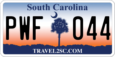 SC license plate PWF044
