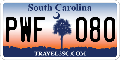 SC license plate PWF080