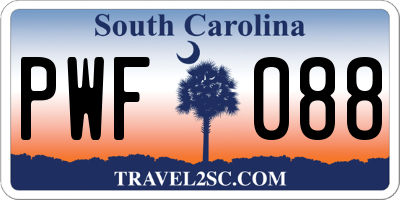 SC license plate PWF088