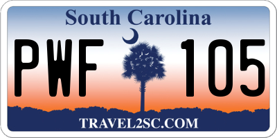 SC license plate PWF105