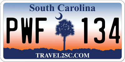 SC license plate PWF134