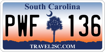 SC license plate PWF136
