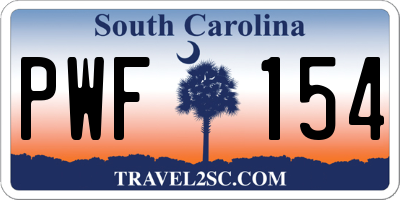 SC license plate PWF154