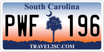 SC license plate PWF196