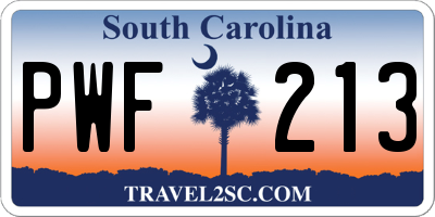 SC license plate PWF213