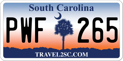 SC license plate PWF265