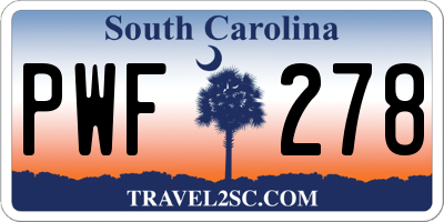 SC license plate PWF278