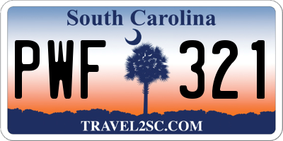 SC license plate PWF321