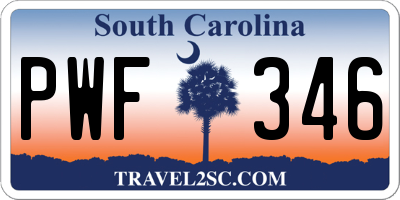 SC license plate PWF346