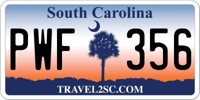 SC license plate PWF356