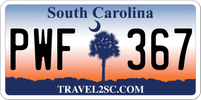 SC license plate PWF367