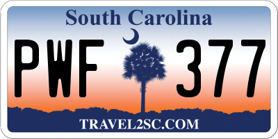 SC license plate PWF377
