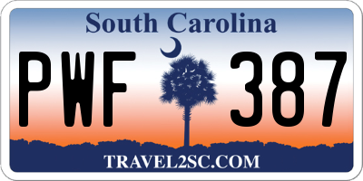 SC license plate PWF387