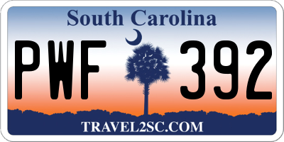 SC license plate PWF392