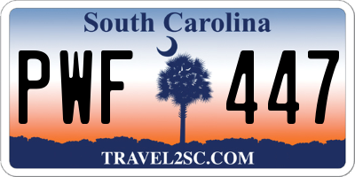 SC license plate PWF447