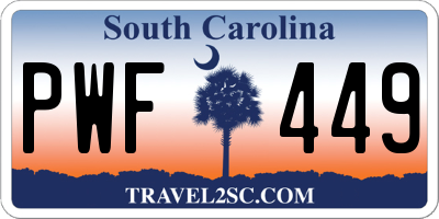 SC license plate PWF449