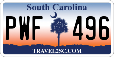 SC license plate PWF496