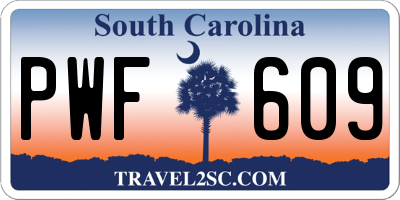 SC license plate PWF609