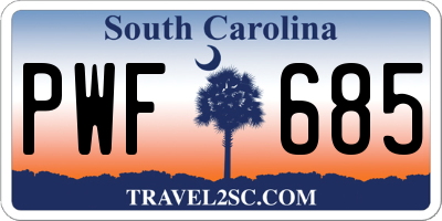 SC license plate PWF685