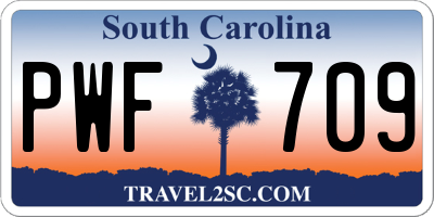 SC license plate PWF709
