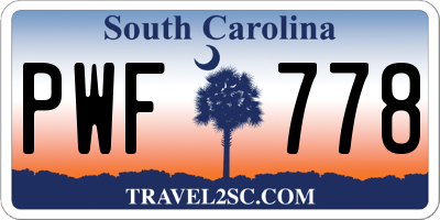 SC license plate PWF778