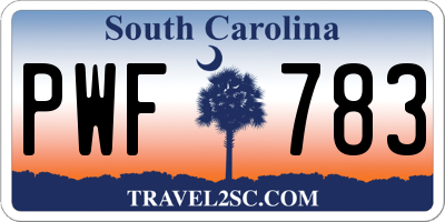 SC license plate PWF783