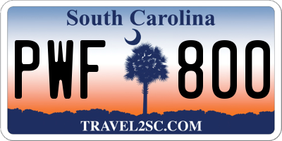 SC license plate PWF800