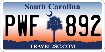 SC license plate PWF892
