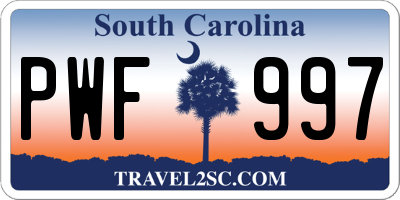 SC license plate PWF997