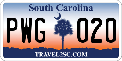SC license plate PWG020
