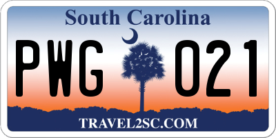 SC license plate PWG021