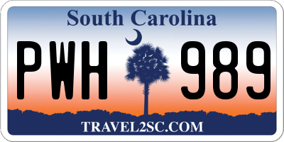 SC license plate PWH989