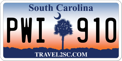 SC license plate PWI910