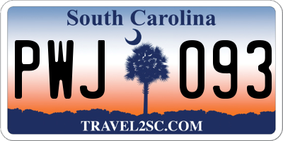 SC license plate PWJ093
