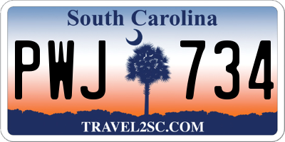 SC license plate PWJ734