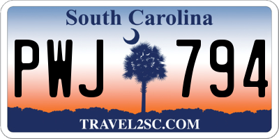 SC license plate PWJ794