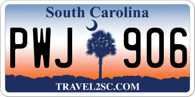 SC license plate PWJ906