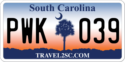 SC license plate PWK039