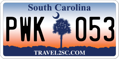 SC license plate PWK053
