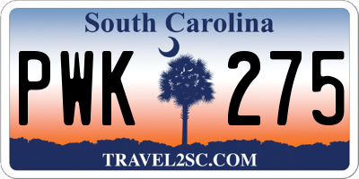 SC license plate PWK275