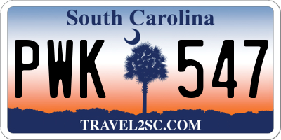 SC license plate PWK547