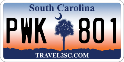 SC license plate PWK801