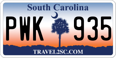 SC license plate PWK935